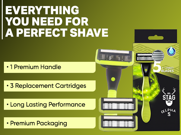 Mr. Stag Alpha5 Germany Steel Blade Shaving Razor for Men (Pack of 1) detail